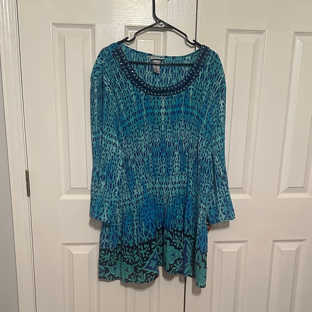 Catherines Teal and Black Patterned Tunic